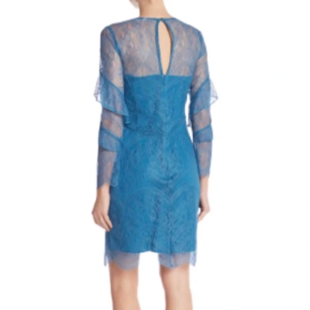 Nanette Nanette Lepore Poetic Love Dragonfly Teal Lace Overlay Dress 12 NWT